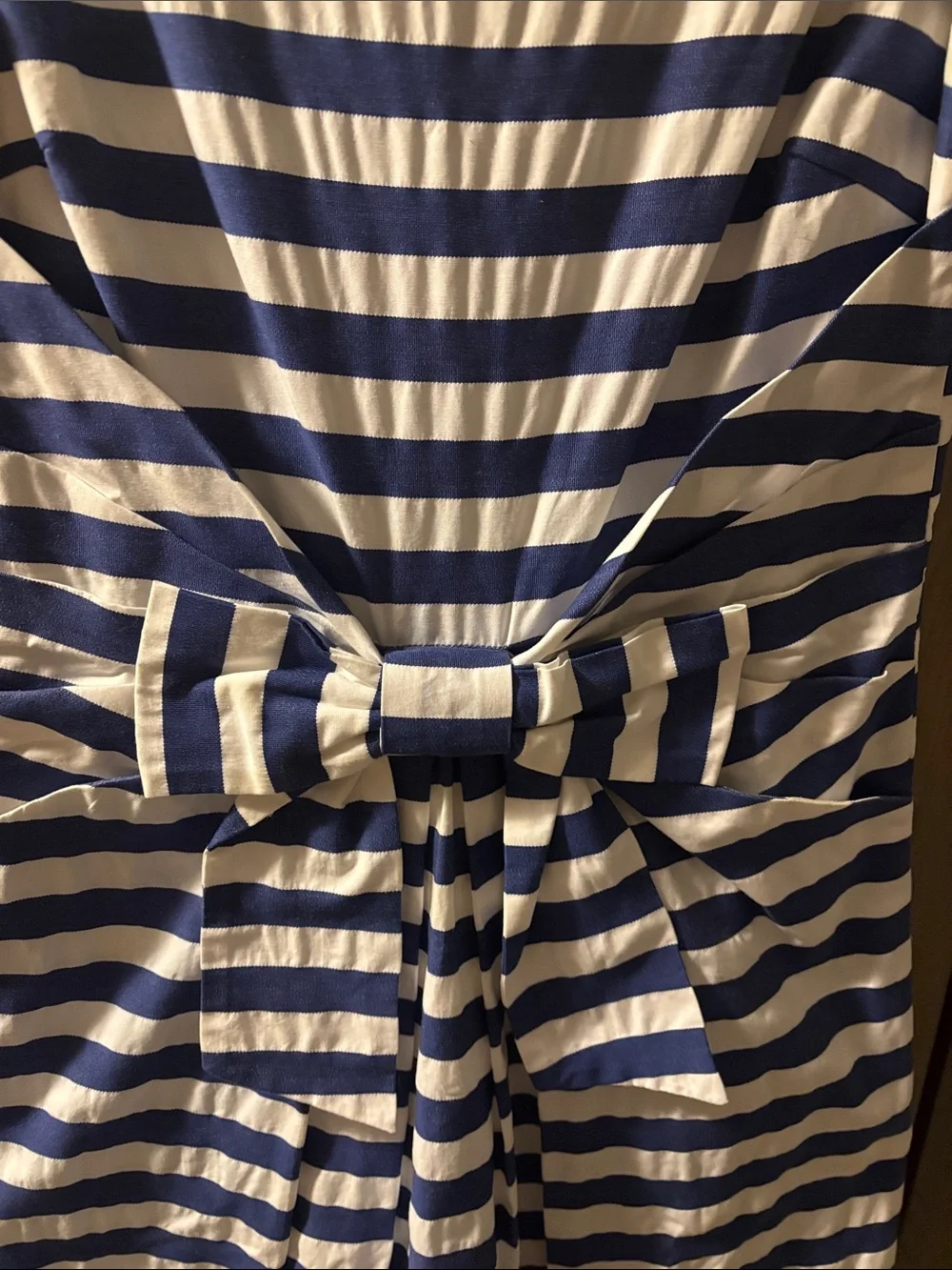 Kate Spade Jillian Dress Bow Blue White Striped Retro Lined Sleeveless